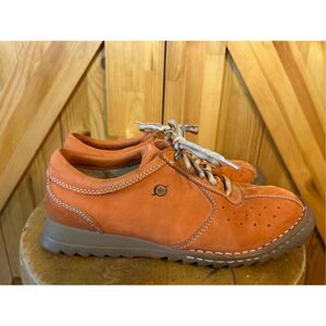 Born Women's Oxford Sz 8/39 Lace Up Walking Comfort Shoes Orange Suede Classic